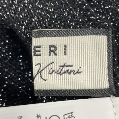 AMERI アメリ 【×MIREI KIRITANI】ﾌﾞﾗｯｸ ｽﾊﾟﾝｺｰﾙ ﾗｯﾌﾙ ﾆｯﾄﾄﾞﾚｽ ワンピース Ｓ