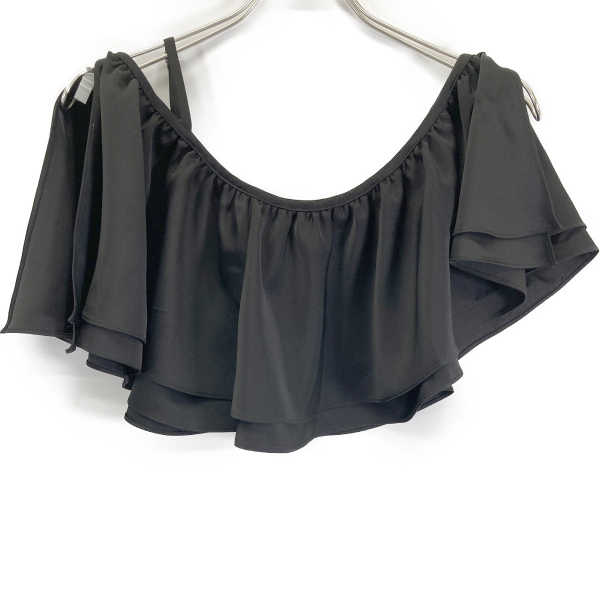 AMERI アメリ 【×MIREI KIRITANI】ﾌﾞﾗｯｸ ｽﾊﾟﾝｺｰﾙ ﾗｯﾌﾙ ﾆｯﾄﾄﾞﾚｽ ワンピース Ｓ