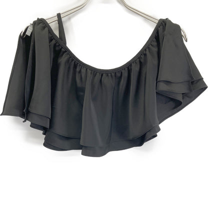 AMERI アメリ 【×MIREI KIRITANI】ﾌﾞﾗｯｸ ｽﾊﾟﾝｺｰﾙ ﾗｯﾌﾙ ﾆｯﾄﾄﾞﾚｽ ワンピース Ｓ