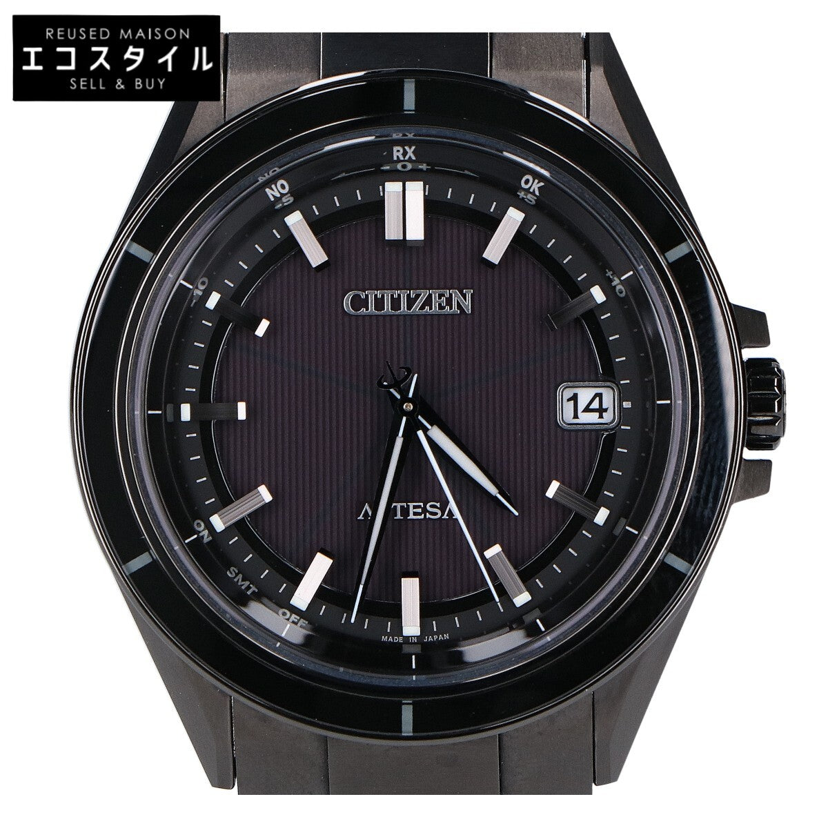 CITIZEN シチズン 【美品】CB3035-72E H128 ACT Line ブラックチタンシリーズ ATTESA アテッサ エコ・ドライブ電波 腕時計