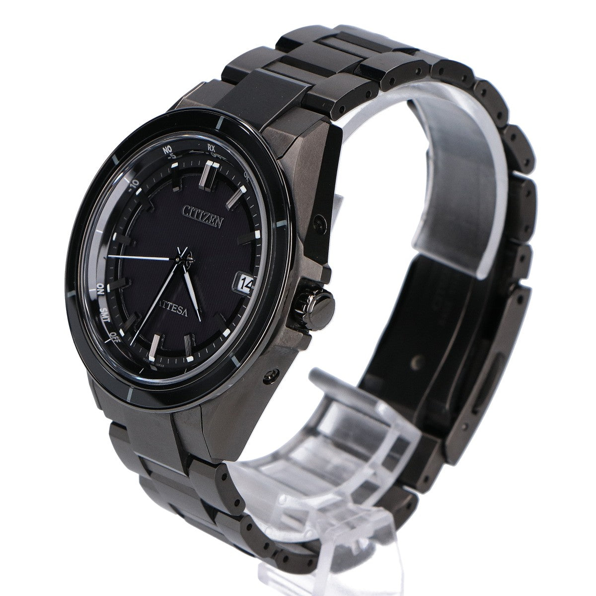 CITIZEN シチズン 【美品】CB3035-72E H128 ACT Line ブラックチタンシリーズ ATTESA アテッサ エコ・ドライブ電波 腕時計