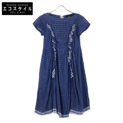 tricotCOMMEdesGARCONS トリココムデギャルソン 15年製 TQ-O012 ﾌﾞﾙｰ ｺｯﾄﾝ100 ﾁｪｯｸ ﾜﾝﾋﾟｰｽ ワンピース S