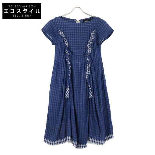 tricotCOMMEdesGARCONS トリココムデギャルソン 15年製 TQ-O012 ﾌﾞﾙｰ ｺｯﾄﾝ100 ﾁｪｯｸ ﾜﾝﾋﾟｰｽ ワンピース S