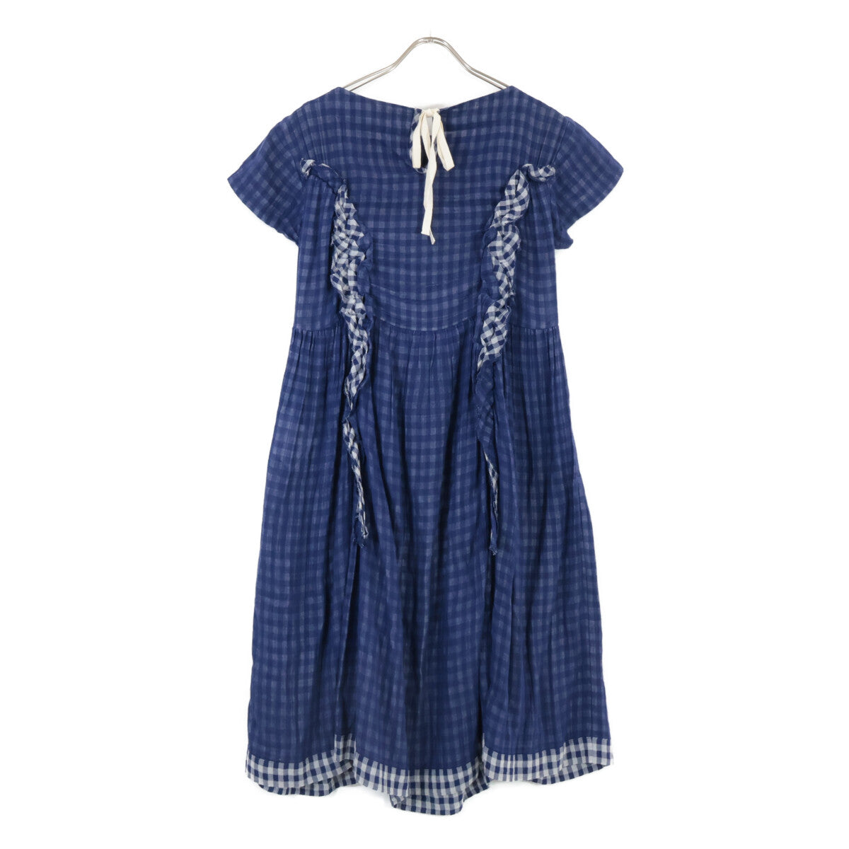 tricotCOMMEdesGARCONS トリココムデギャルソン 15年製 TQ-O012 ﾌﾞﾙｰ ｺｯﾄﾝ100 ﾁｪｯｸ ﾜﾝﾋﾟｰｽ ワンピース S