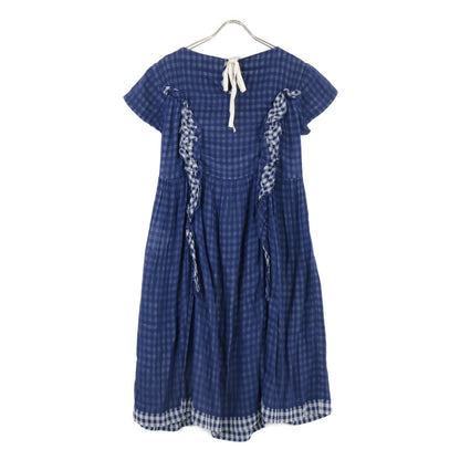 tricotCOMMEdesGARCONS トリココムデギャルソン 15年製 TQ-O012 ﾌﾞﾙｰ ｺｯﾄﾝ100 ﾁｪｯｸ ﾜﾝﾋﾟｰｽ ワンピース S