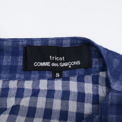tricotCOMMEdesGARCONS トリココムデギャルソン 15年製 TQ-O012 ﾌﾞﾙｰ ｺｯﾄﾝ100 ﾁｪｯｸ ﾜﾝﾋﾟｰｽ ワンピース S