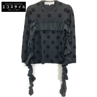 タオ TAO 22年製 TJ-T004 ﾌﾞﾗｯｸ ﾄﾞｯﾄ ﾌﾘﾙﾃﾞｻﾞｲﾝ ｶｯﾄｿｰ トップス Ｓ