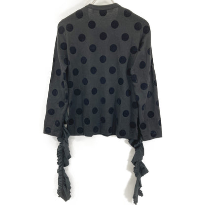 タオ TAO 22年製 TJ-T004 ﾌﾞﾗｯｸ ﾄﾞｯﾄ ﾌﾘﾙﾃﾞｻﾞｲﾝ ｶｯﾄｿｰ トップス Ｓ