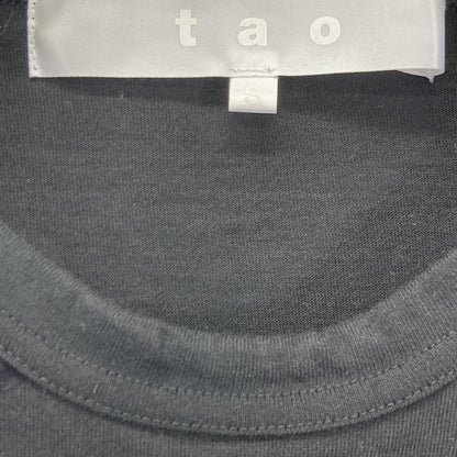 タオ TAO 22年製 TJ-T004 ﾌﾞﾗｯｸ ﾄﾞｯﾄ ﾌﾘﾙﾃﾞｻﾞｲﾝ ｶｯﾄｿｰ トップス Ｓ