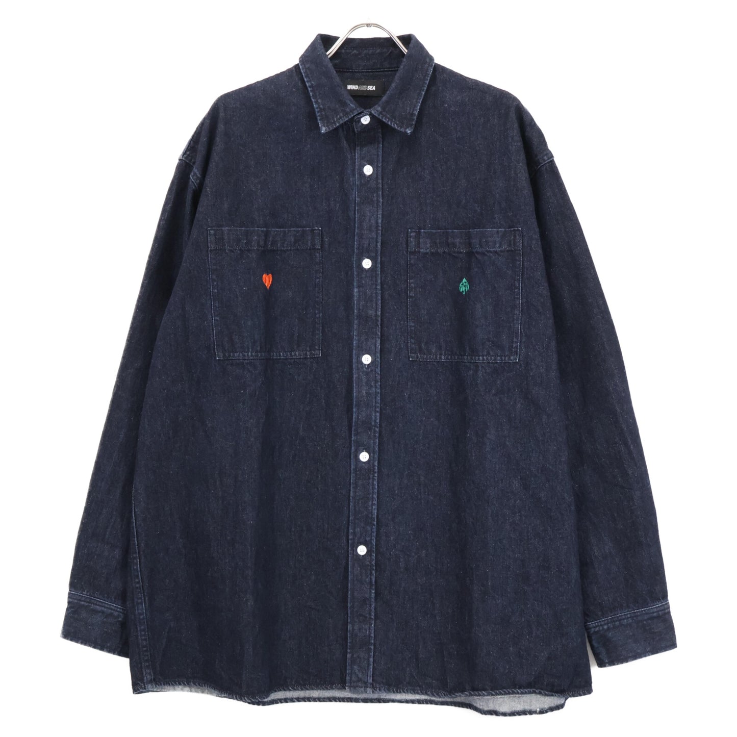 WIND AND SEA ウィンダンシー WDS-CLC-2-01 ｲﾝﾃﾞｨｺﾞ ﾃﾞﾆﾑ 刺繍 ｼｬﾂ トップス Ｌ