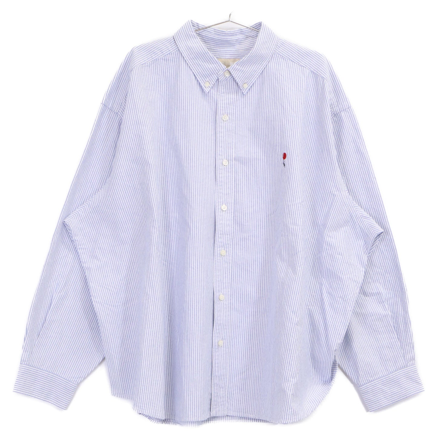 WIND AND SEA ウィンダンシー WDS-BALL-01 ﾎﾜｲﾄ×ﾌﾞﾙｰ ｽﾄﾗｲﾌﾟ 刺繍 長袖ｼｬﾂ トップス ＸＬ