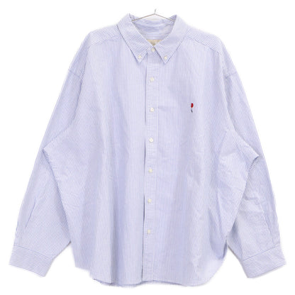 WIND AND SEA ウィンダンシー WDS-BALL-01 ﾎﾜｲﾄ×ﾌﾞﾙｰ ｽﾄﾗｲﾌﾟ 刺繍 長袖ｼｬﾂ トップス ＸＬ