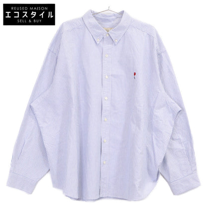 WIND AND SEA ウィンダンシー WDS-BALL-01 ﾎﾜｲﾄ×ﾌﾞﾙｰ ｽﾄﾗｲﾌﾟ 刺繍 長袖ｼｬﾂ トップス ＸＬ