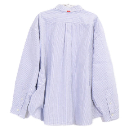 WIND AND SEA ウィンダンシー WDS-BALL-01 ﾎﾜｲﾄ×ﾌﾞﾙｰ ｽﾄﾗｲﾌﾟ 刺繍 長袖ｼｬﾂ トップス ＸＬ