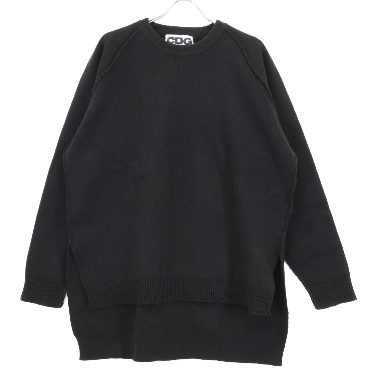 CDG シーディージー SZ-N007 23年 ﾌﾞﾗｯｸ ﾊﾞｯｸﾛｺﾞ ｻｲﾄﾞｽﾘｯﾄ ﾆｯﾄｾｰﾀｰ トップス ＸＸＬ