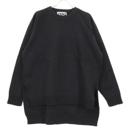 CDG シーディージー SZ-N007 23年 ﾌﾞﾗｯｸ ﾊﾞｯｸﾛｺﾞ ｻｲﾄﾞｽﾘｯﾄ ﾆｯﾄｾｰﾀｰ トップス ＸＸＬ