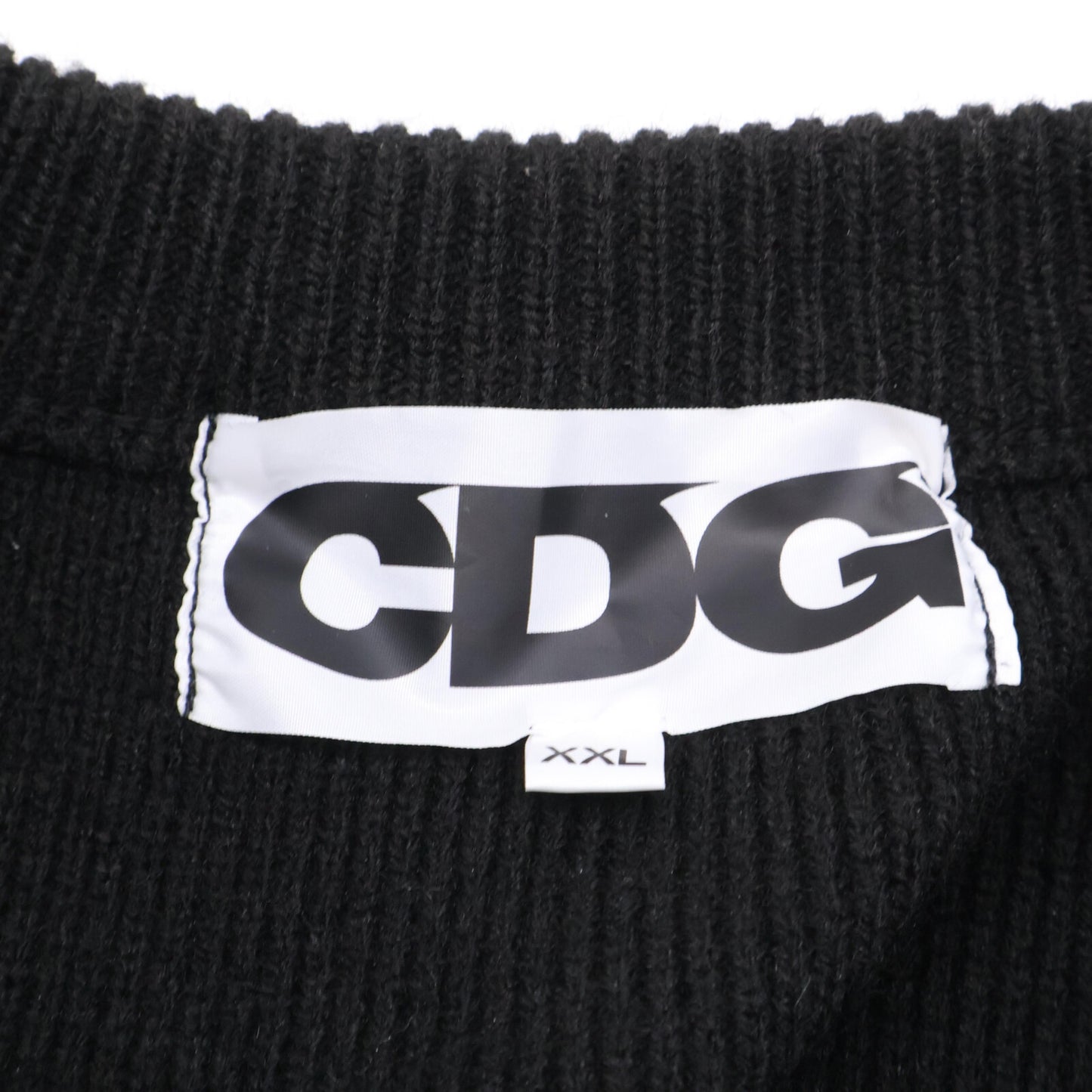 CDG シーディージー SZ-N007 23年 ﾌﾞﾗｯｸ ﾊﾞｯｸﾛｺﾞ ｻｲﾄﾞｽﾘｯﾄ ﾆｯﾄｾｰﾀｰ トップス ＸＸＬ