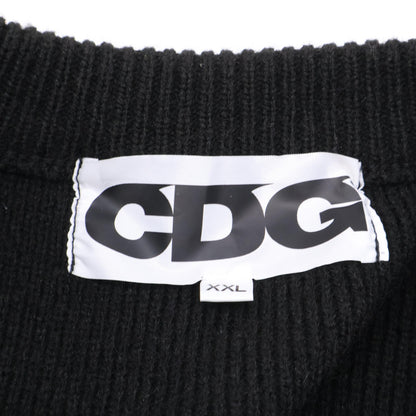 CDG シーディージー SZ-N007 23年 ﾌﾞﾗｯｸ ﾊﾞｯｸﾛｺﾞ ｻｲﾄﾞｽﾘｯﾄ ﾆｯﾄｾｰﾀｰ トップス ＸＸＬ