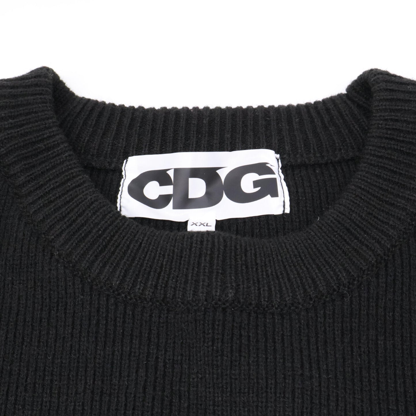 CDG シーディージー SZ-N007 23年 ﾌﾞﾗｯｸ ﾊﾞｯｸﾛｺﾞ ｻｲﾄﾞｽﾘｯﾄ ﾆｯﾄｾｰﾀｰ トップス ＸＸＬ