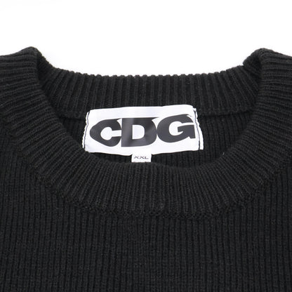 CDG シーディージー SZ-N007 23年 ﾌﾞﾗｯｸ ﾊﾞｯｸﾛｺﾞ ｻｲﾄﾞｽﾘｯﾄ ﾆｯﾄｾｰﾀｰ トップス ＸＸＬ