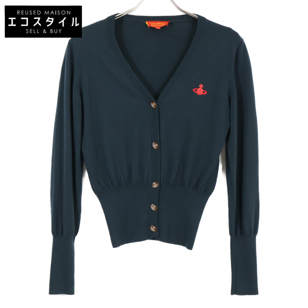VivienneWestwoodRedLabel ヴィヴィアンウエストウッドレッドレーベル 357-03-11005 胸元オーブ刺繍 Vネック ニットカーディガン/ トップス 2