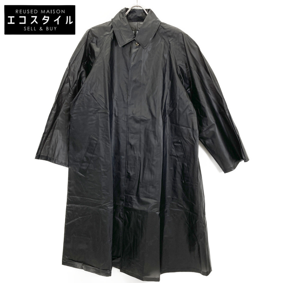 Yohji Yamamoto ヨウジヤマモト 【IMPERMEABLE】ﾌﾞﾗｯｸ 塩化ﾋﾞﾆﾙ ｽﾃﾝｶﾗｰｺｰﾄ コート 38