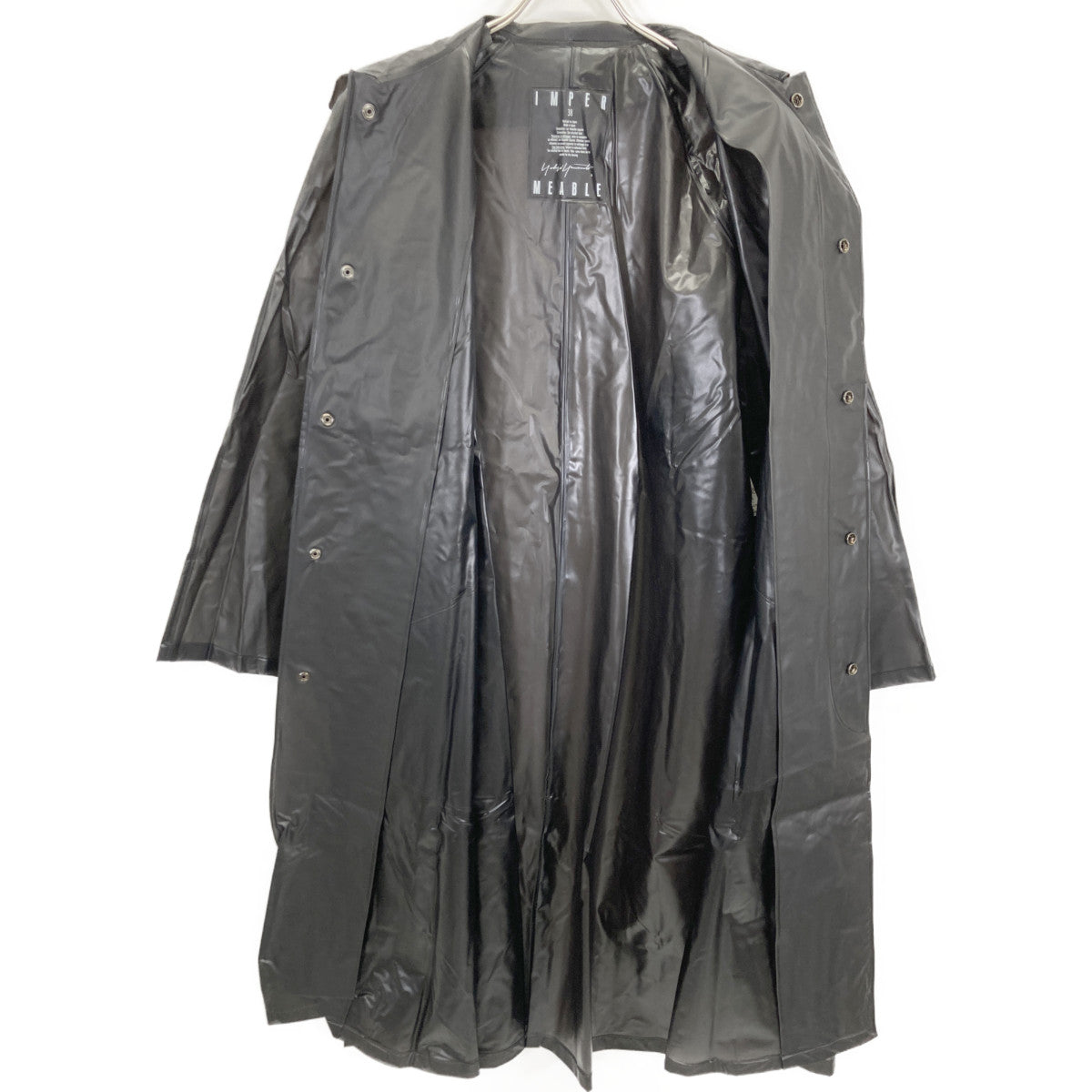 Yohji Yamamoto ヨウジヤマモト 【IMPERMEABLE】ﾌﾞﾗｯｸ 塩化ﾋﾞﾆﾙ ｽﾃﾝｶﾗｰｺｰﾄ コート 38