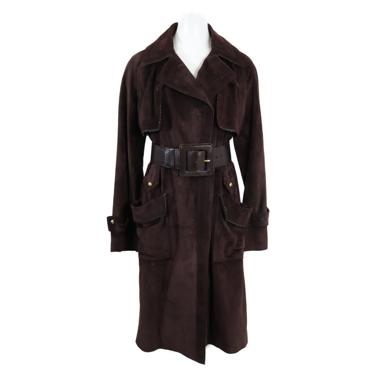 YvesSaintLaurent Rivegauche イヴサンローラン リヴゴーシュ 【国内正規】ベルト付 スエード ロング コート 36