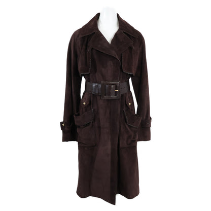 YvesSaintLaurent Rivegauche イヴサンローラン リヴゴーシュ 【国内正規】ベルト付 スエード ロング コート 36