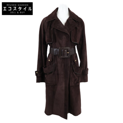 YvesSaintLaurent Rivegauche イヴサンローラン リヴゴーシュ 【国内正規】ベルト付 スエード ロング コート 36