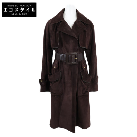 YvesSaintLaurent Rivegauche イヴサンローラン リヴゴーシュ 【国内正規】ベルト付 スエード ロング コート 36