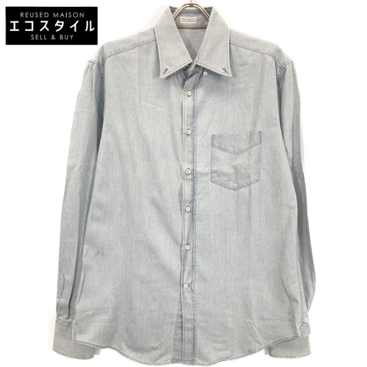 BRUNELLO CUCINELLI ブルネロクチネリ ﾌﾞﾙｰ ｺｯﾄﾝ BD 長袖ｼｬﾂ トップス M