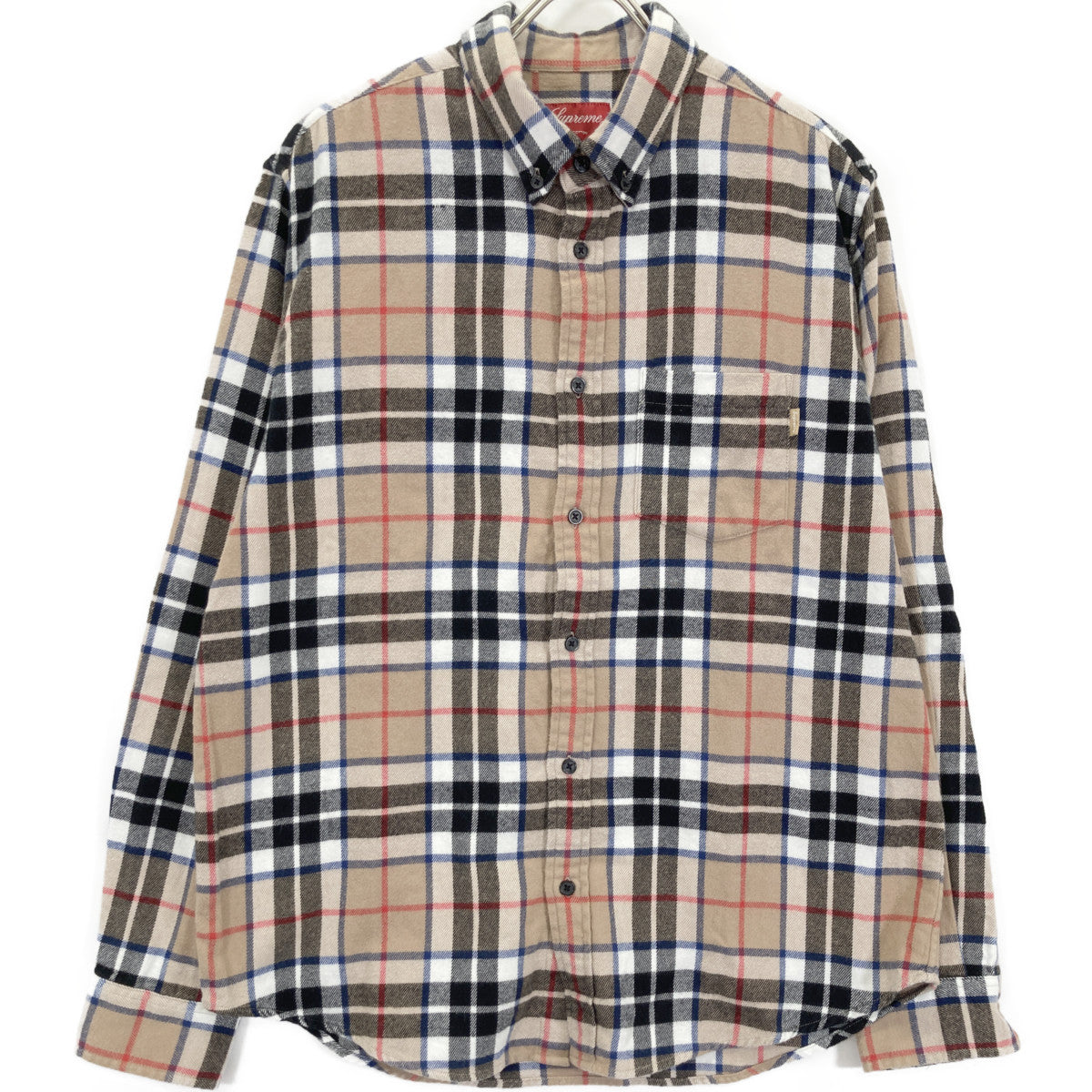 Supreme シュプリーム 18AW ﾍﾞｰｼﾞｭ ｳｰﾙ ﾀｰﾀﾝﾁｪｯｸ ﾈﾙｼｬﾂ トップス M