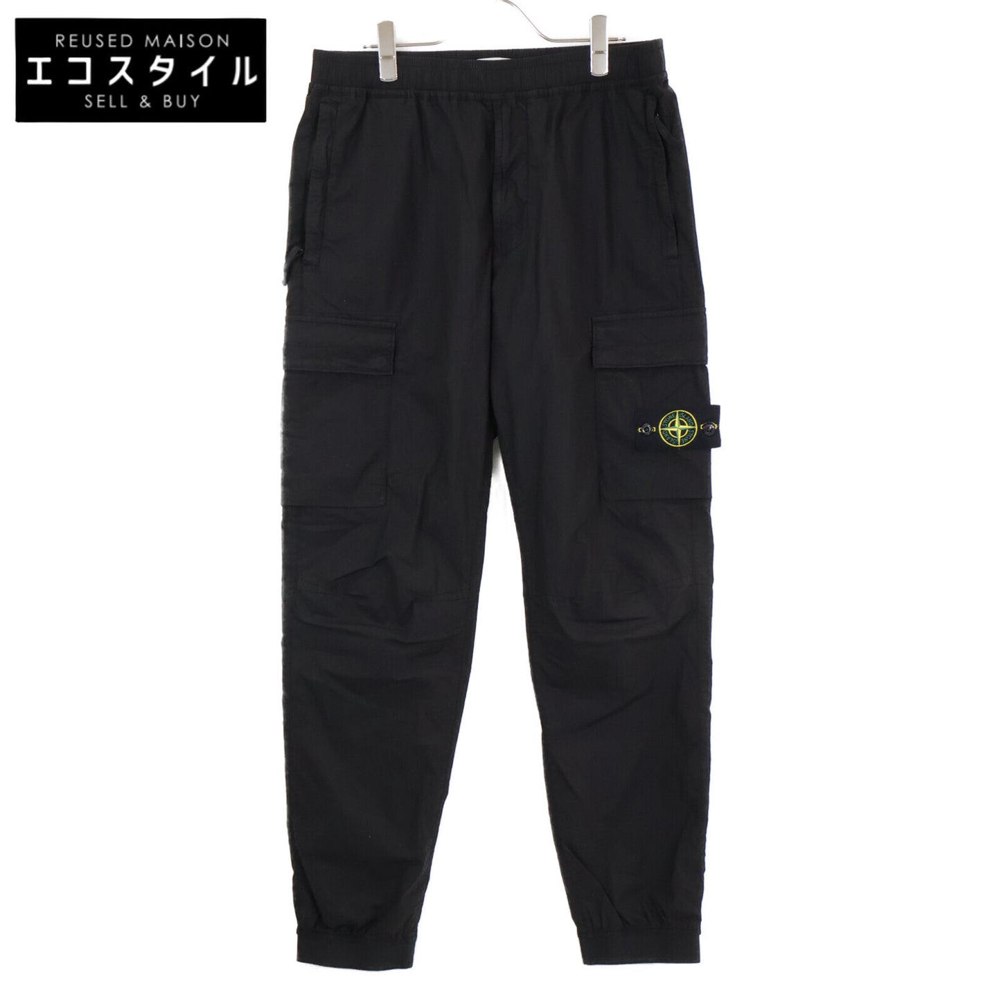 STONE ISLAND ストーンアイランド 24年製 ﾌﾞﾗｯｸ STRETCH COTTON TELA PARACADUTE ｶｰｺﾞﾊﾟﾝﾂ ボトムス 32