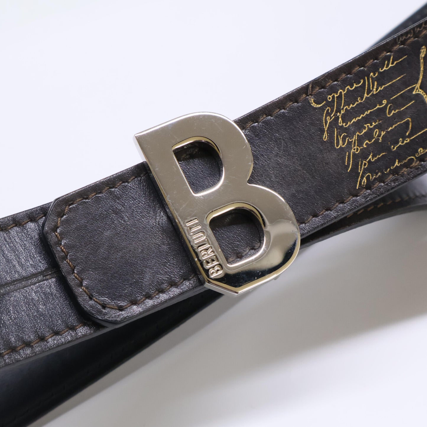 berluti ベルルッティ Bバックル スクリット パティーヌレザー ベルト 100 40