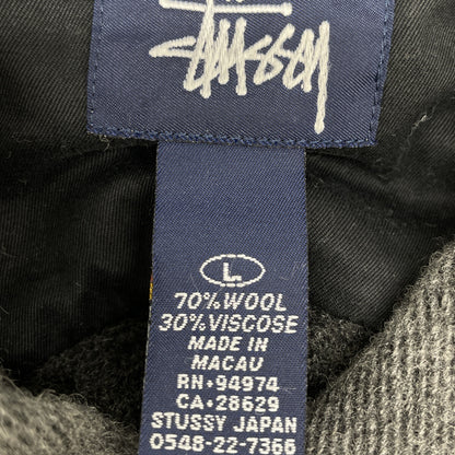 STUSSY ステューシー ｸﾞﾚｰ 紺ﾀｸﾞ ｳｰﾙ 長袖ｼｬﾂ トップス Ｌ