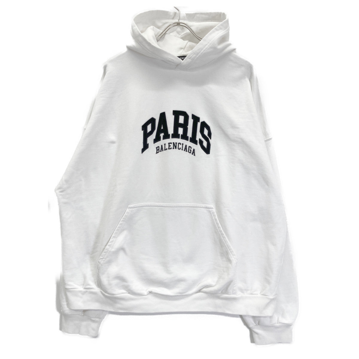 BALENCIAGA バレンシアガ 674988 ﾎﾜｲﾄ ﾌﾟﾙｵｰﾊﾞｰ ﾌｰﾃﾞｨ トップス Ⅿ