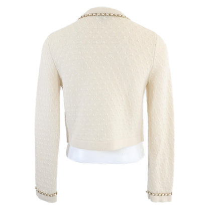 CHANEL シャネル 新品同様 国内正規 P75724K10893 ノーカラーニットジャケット カシミヤ トップス 34