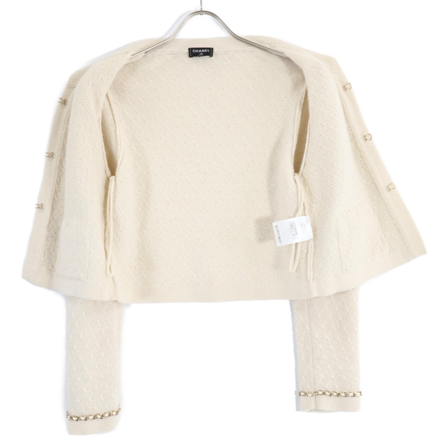 CHANEL シャネル 新品同様 国内正規 P75724K10893 ノーカラーニットジャケット カシミヤ トップス 34