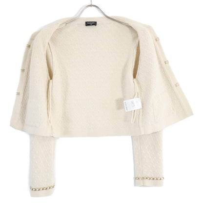 CHANEL シャネル 新品同様 国内正規 P75724K10893 ノーカラーニットジャケット カシミヤ トップス 34