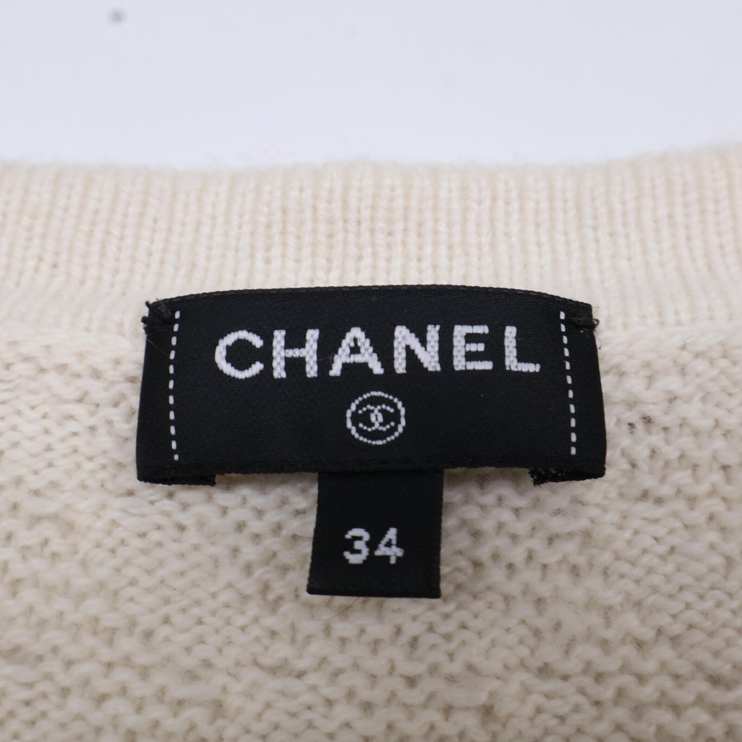 CHANEL シャネル 新品同様 国内正規 P75724K10893 ノーカラーニットジャケット カシミヤ トップス 34