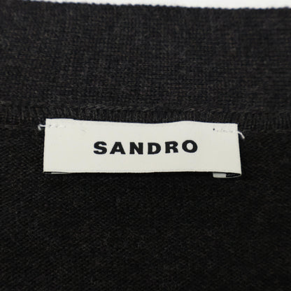 sandro サンドロ SHPTR00556 黒 ロゴ刺繍 ニットカーディガン トップス XL