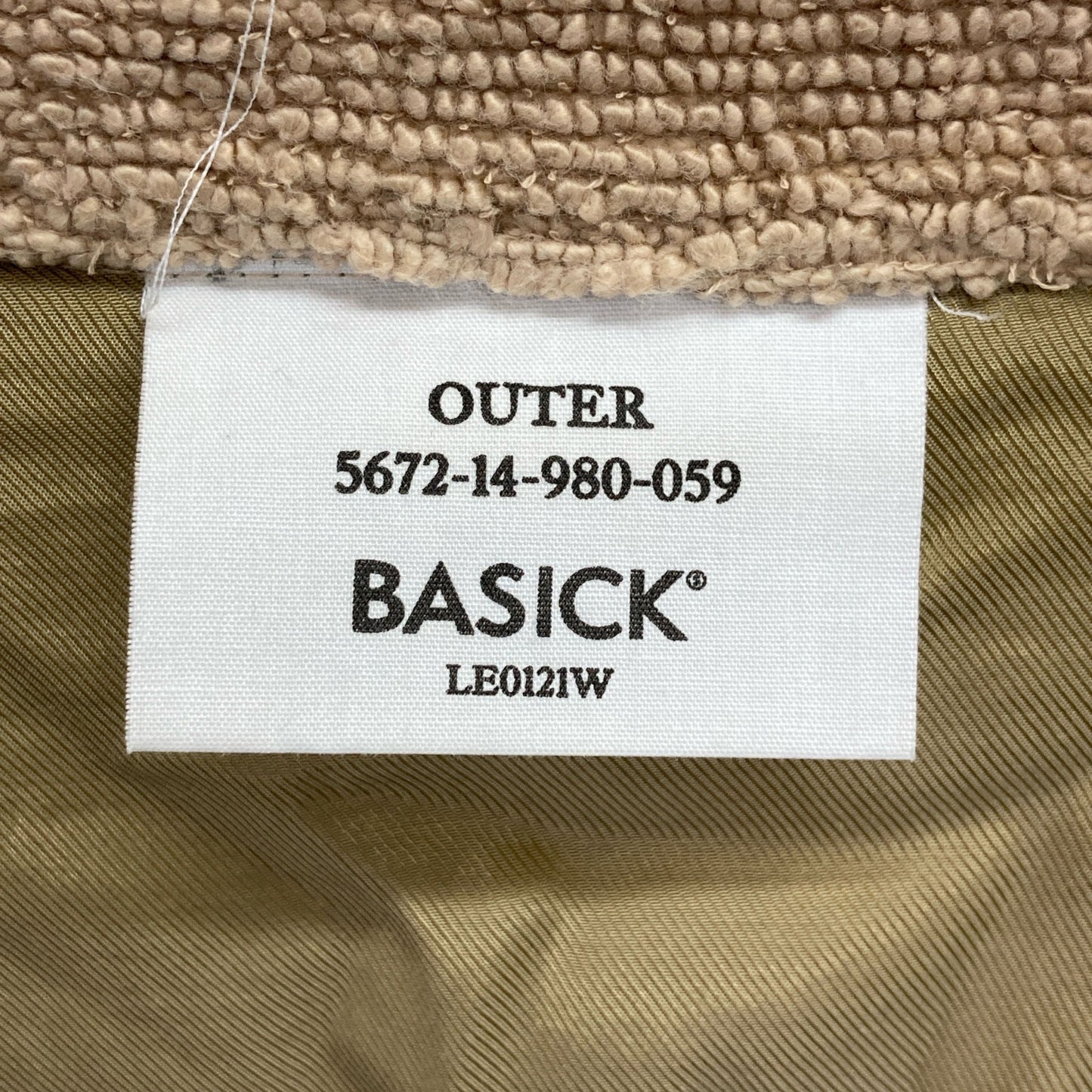 BASICKS ベイシックス LE0121W ﾊﾟｲﾙ地ｶﾊﾞｰｵｰﾙ ジャケット L