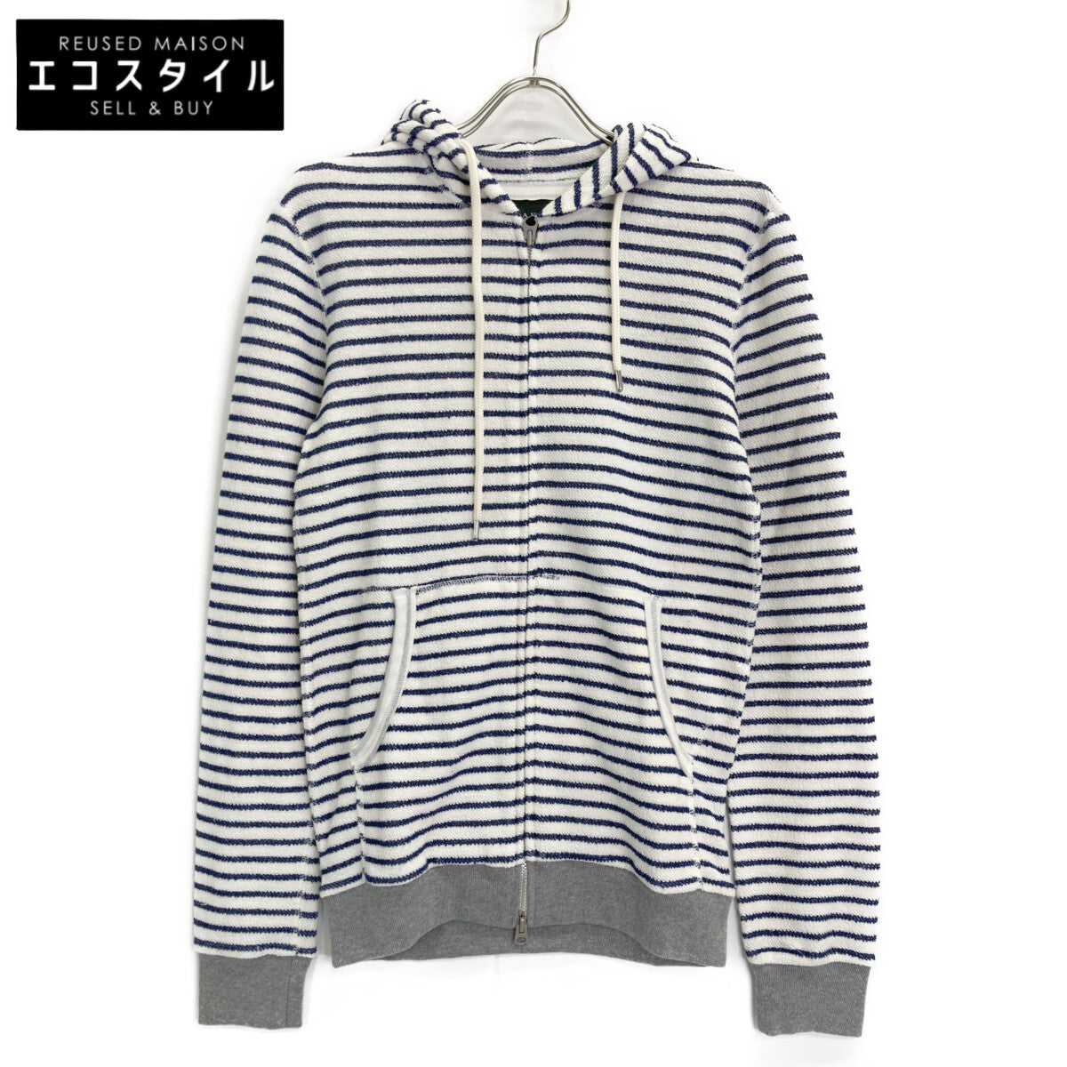 AKM エイケイエム ×ワールドワーカーズ relux WW parka ホワイト×ネイビー[J031-CNP009] トップス L