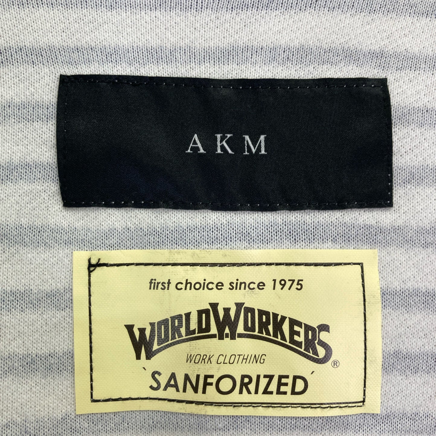 AKM エイケイエム ×ワールドワーカーズ relux WW parka ホワイト×ネイビー[J031-CNP009] トップス L