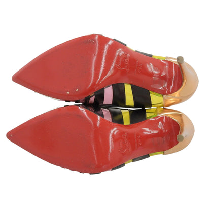 Christian Louboutin クリスチャンルブタン 美品 Bandy ストライプ ポインテッドトゥパンプス レディース マルチカラー 34 1/2 シューズ 34.5