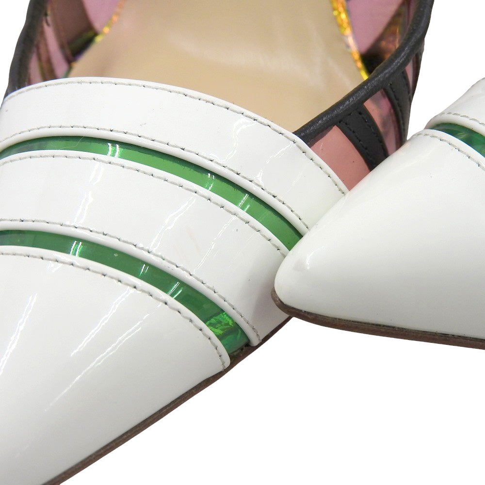 Christian Louboutin クリスチャンルブタン 美品 Bandy ストライプ ポインテッドトゥパンプス レディース マルチカラー 34 1/2 シューズ 34.5