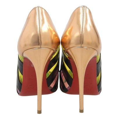 Christian Louboutin クリスチャンルブタン 美品 Bandy ストライプ ポインテッドトゥパンプス レディース マルチカラー 34 1/2 シューズ 34.5