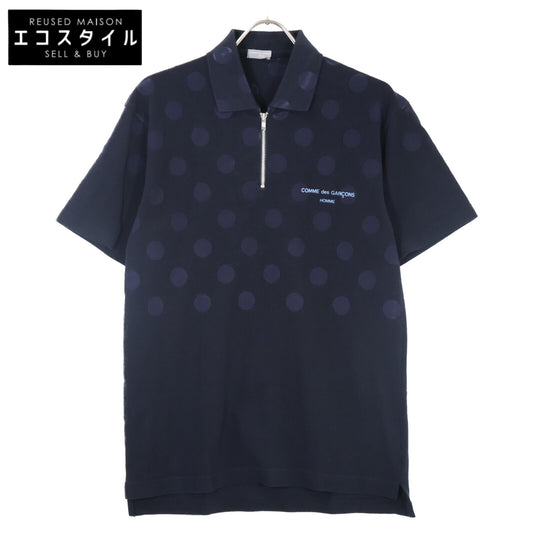 COMMEdesGARCONS HOMME コムデギャルソンオム ネイビー AD2000 田中オム HT100090 ドット柄 ハーフジップポロシャツ トップス 表記なし