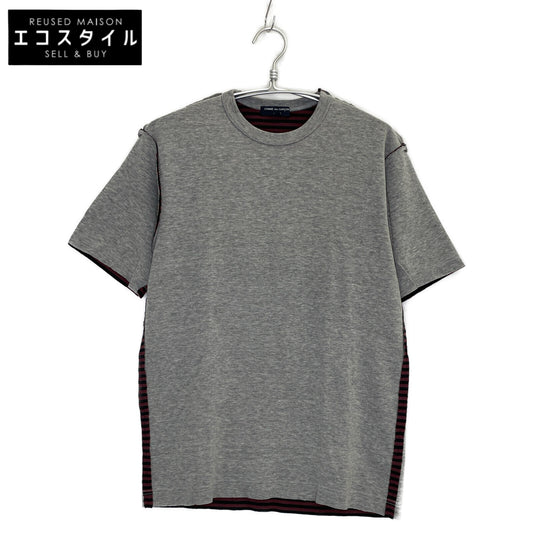 COMMEdesGARCONS HOMME コムデギャルソンオム ｸﾞﾚｰ AD2004 HO-T028 ﾎﾞｰﾀﾞｰ ｲﾝｻｲﾄﾞｱｳﾄ Tｼｬﾂ トップス M